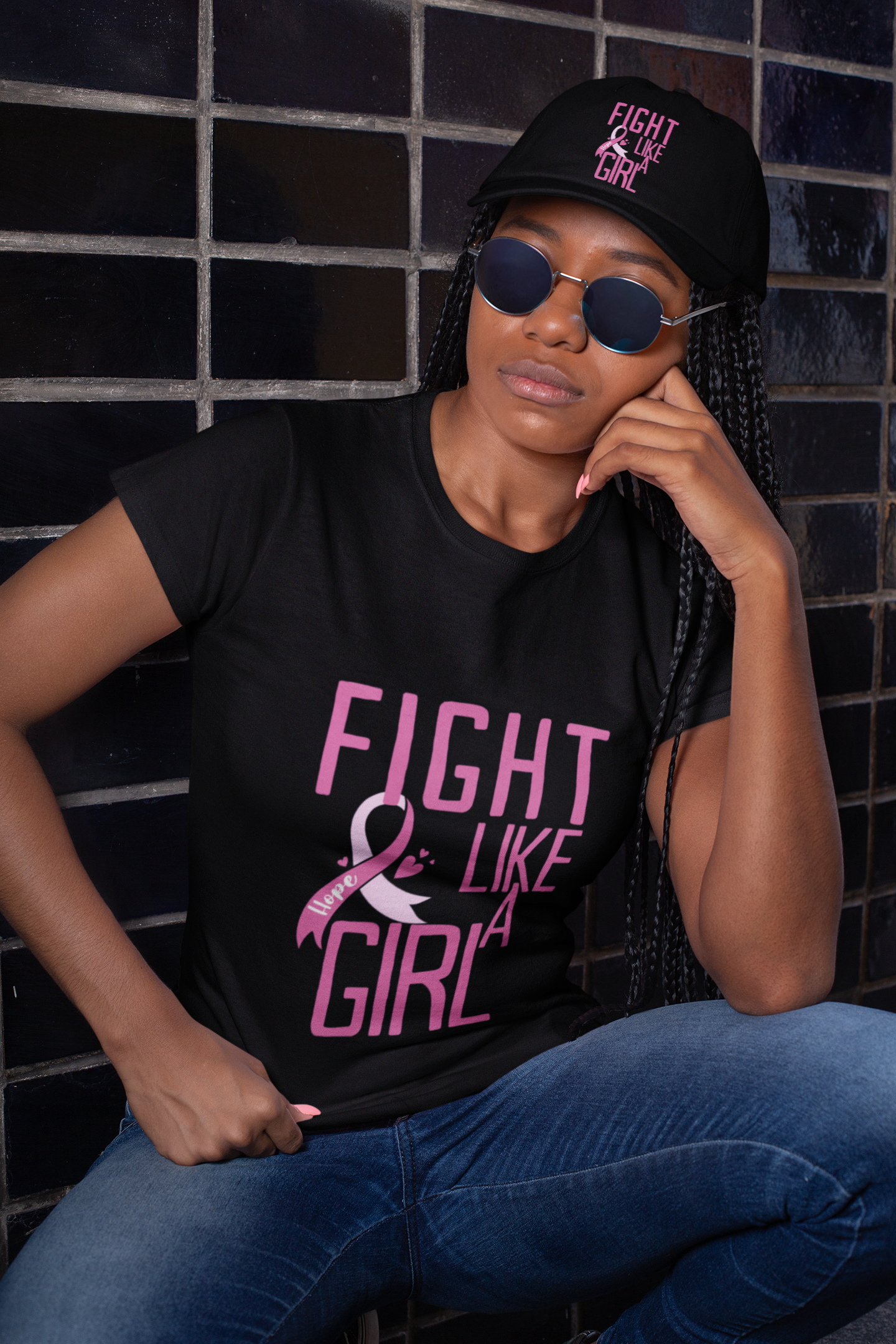 Fight Like A Girl | Breast Cancer Awareness | Distressed Cap